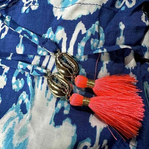 Lilly Pulitzer‎ Tank Top Womens Small New Mays Tassel Blue Jellyfish - Picture 6 of 6